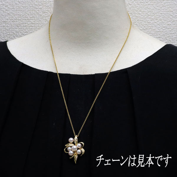 ミキモト K18YG アコヤ真珠 ダイヤモンド ペンダントトップ 径約5.2-7.3mm