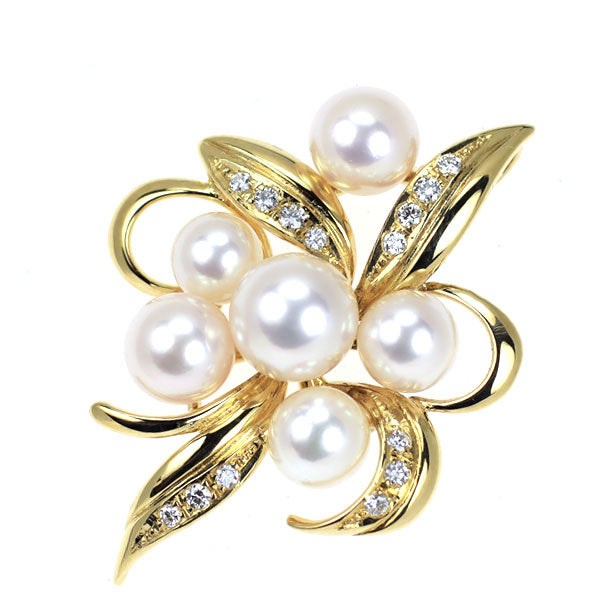 ミキモト K18YG アコヤ真珠 ダイヤモンド ペンダントトップ 径約5.2-7.3mm