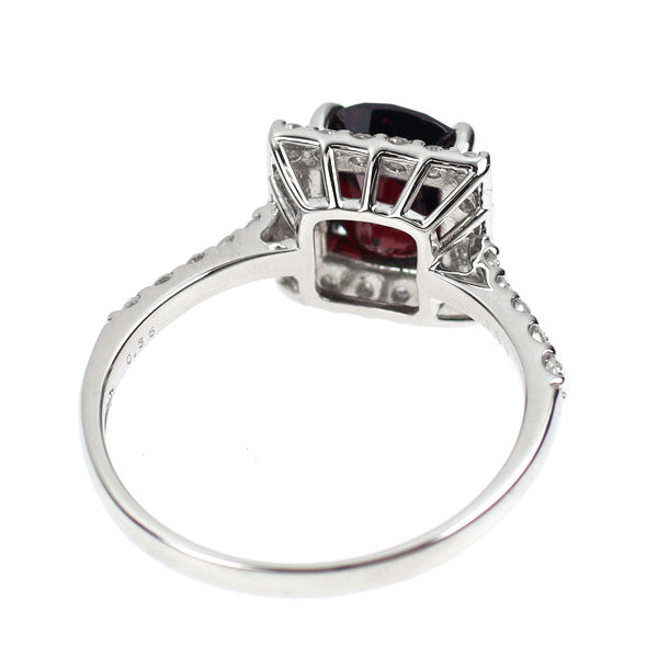 Pt950 ビルマ産非加熱スピネル ダイヤモンド リング 1.98ct D0.36ct