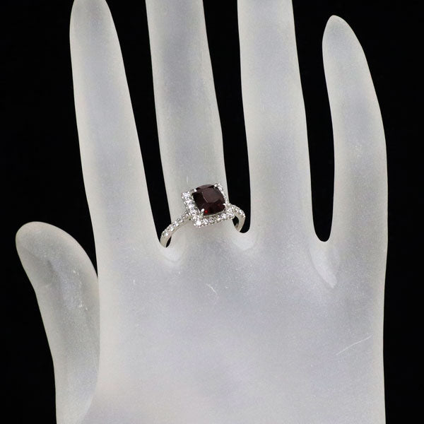 Pt950 ビルマ産非加熱スピネル ダイヤモンド リング 1.98ct D0.36ct