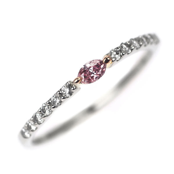 希少 Pt900/ K18PG マーキスカット 天然ピンク ダイヤモンド リング 0.059ct FP I1 D0.08ct
