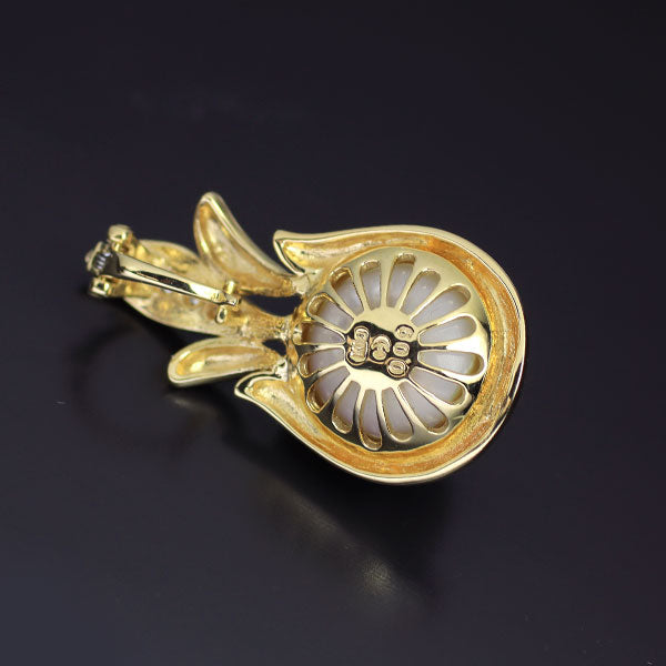 田崎真珠 K18YG マベ 真珠/パール ダイヤモンド ペンダントトップ 径約12.8mm D0.09ct