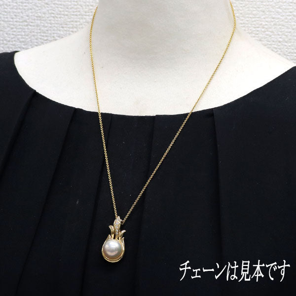 田崎真珠 K18YG マベ 真珠/パール ダイヤモンド ペンダントトップ 径約12.8mm D0.09ct