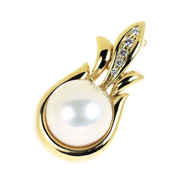田崎真珠 K18YG マベ 真珠/パール ダイヤモンド ペンダントトップ 径約12.8mm D0.09ct