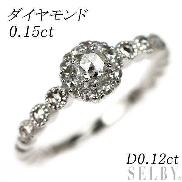 K18WG ローズカット ダイヤモンド リング 0.15ct D0.21ct