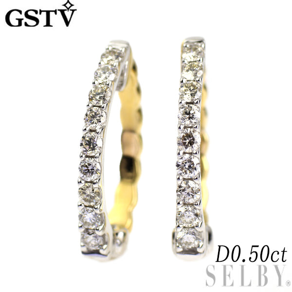 GSTV K18YG/WG ダイヤモンド イヤリング 0.50ct ピアリング GSTV K18YG/WG ダイヤモンド イヤリング 0.50ct ピアリング