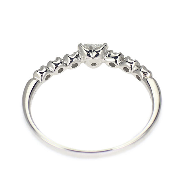 K18WG ハートシェイプ ダイヤモンド リング 0.12ct D0.05ct