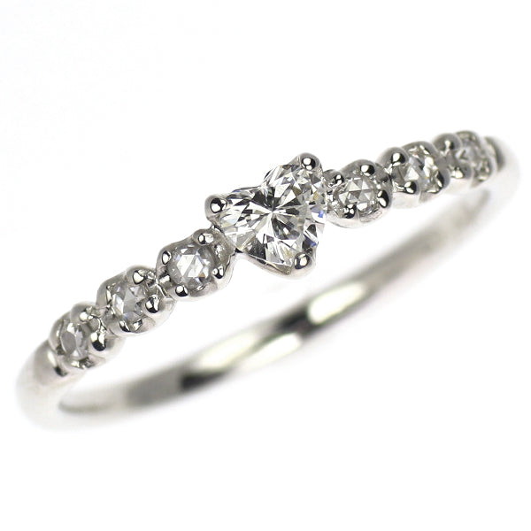 K18WG ハートシェイプ ダイヤモンド リング 0.12ct D0.05ct