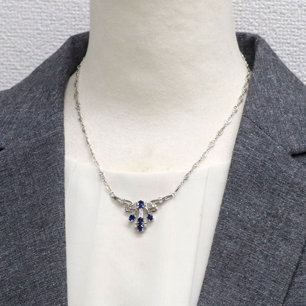 Pt900 サファイア ダイヤモンド ペンダントネックレス 1.59ct D0.22ct