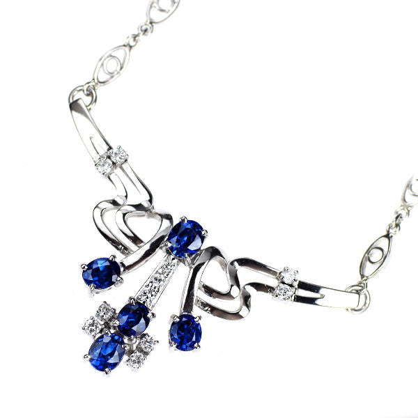 Pt900 サファイア ダイヤモンド ペンダントネックレス 1.59ct D0.22ct