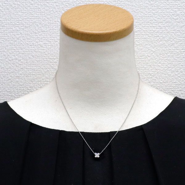 田崎真珠 K18WG ダイヤモンド ペンダントネックレス 0.24ct フラワー