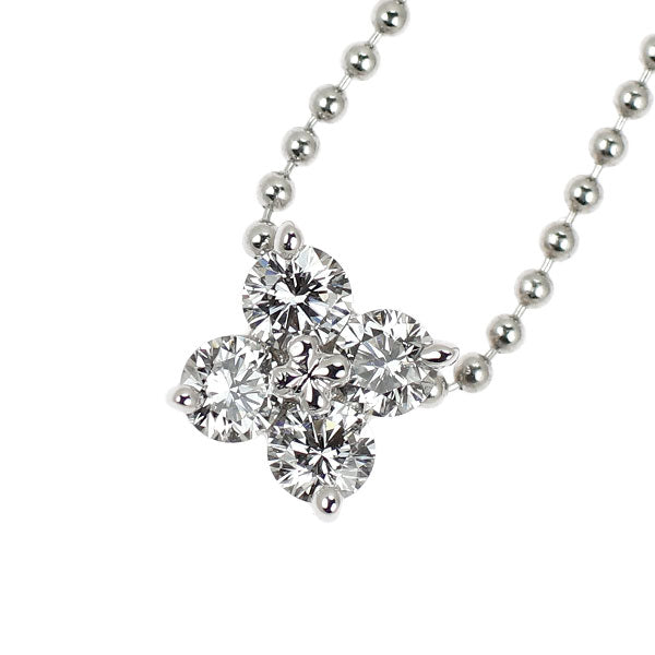 田崎真珠 K18WG ダイヤモンド ペンダントネックレス 0.24ct フラワー