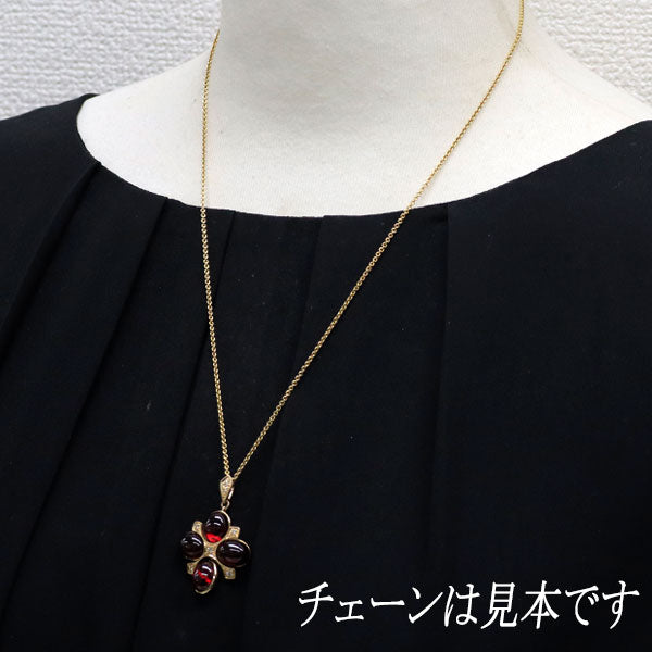 碌山 K14YG ガーネット ダイヤモンド ペンダントトップ 13.30ct D0.13ct