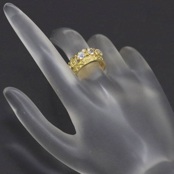 K18YG ブルームーンストーン ダイヤモンド リング D0.04ct