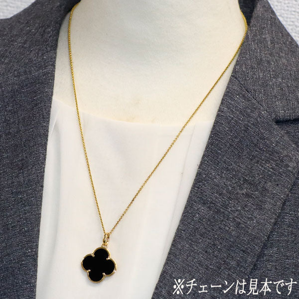 ヴァンクリーフ＆アーペル K18YG オニキス ペンダントトップ アルハンブラ 《セルビー銀座店》【中古】