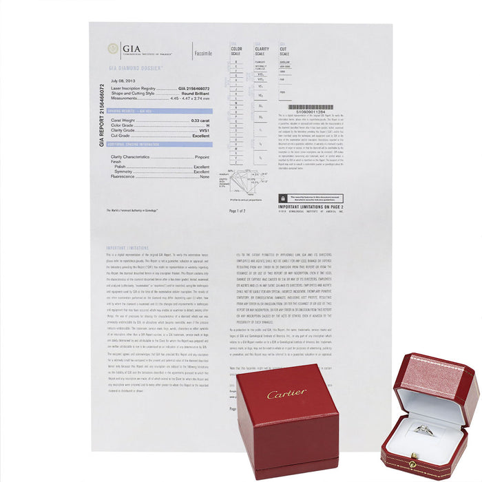 カルティエ Pt950 ダイヤモンド リング 0.33ct H VVS1 3EX バレリーナ 50号