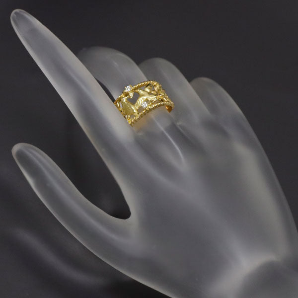 田崎真珠 K18YG ダイヤモンド リング 0.11ct 鳥