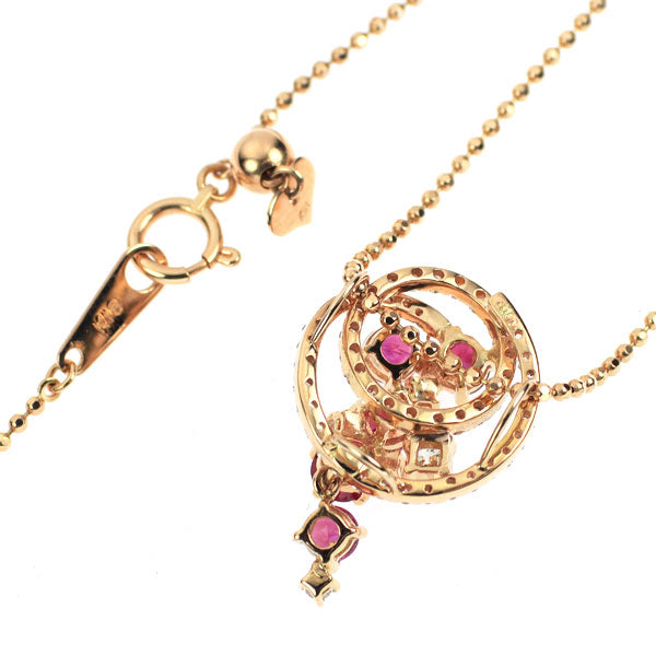 K18PG ルビー ダイヤモンド ペンダントネックレス 1.00ct D0.58ct