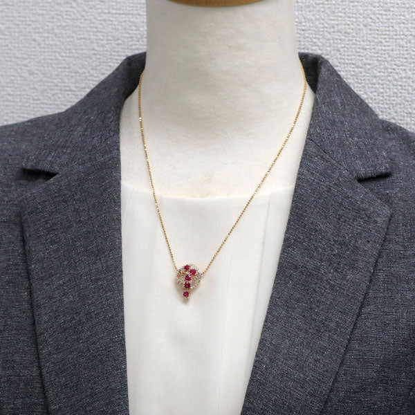 K18PG ルビー ダイヤモンド ペンダントネックレス 1.00ct D0.58ct