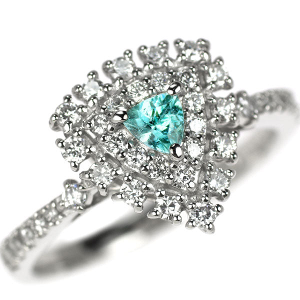 新品 Pt950 トリリアントカット パライバトルマリン ダイヤモンド リング 0.136ct D0.44ct 【エスコレ】