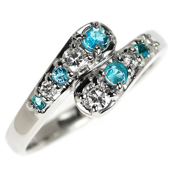 Pt900 パライバトルマリン ダイヤモンド リング 0.20ct D0.24ct