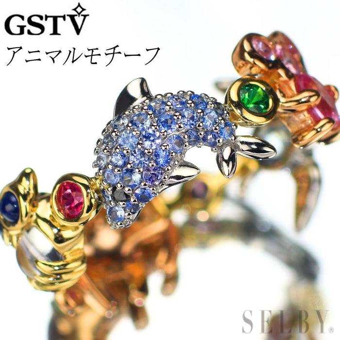 GSTV K18YG/PG/Pt900 カラーストーン ダイヤモンド リング アニマルモチーフ マリコレクション