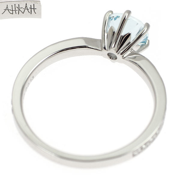 アーカー/ahkah Pt950 アクアマリン ダイヤモンド リング 0.57ct D0.13 ct