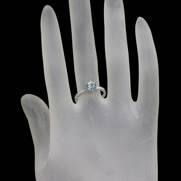 アーカー/ahkah Pt950 アクアマリン ダイヤモンド リング 0.57ct D0.13 ct