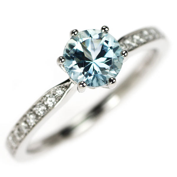 アーカー/ahkah Pt950 アクアマリン ダイヤモンド リング 0.57ct D0.13 ct