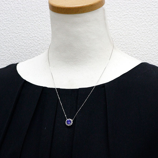 Pt タンザナイト ダイヤモンド ペンダントネックレス 1.65ct D0.48ct