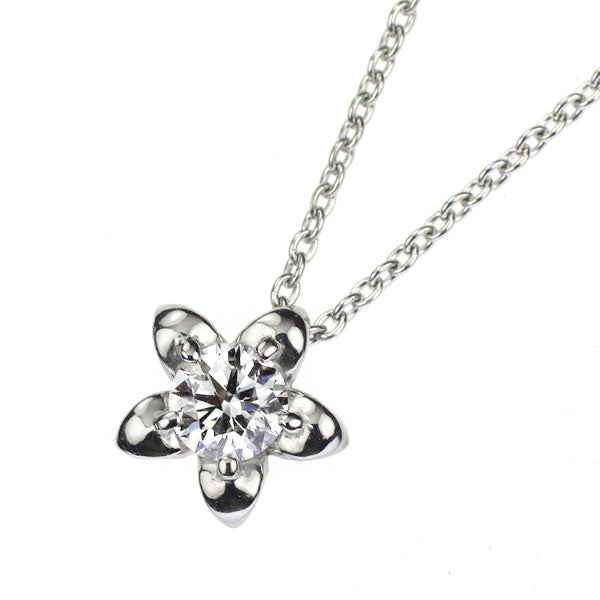 ラザールキャプラン K18WG ダイヤモンド ペンダントネックレス 0.15ct フラワー