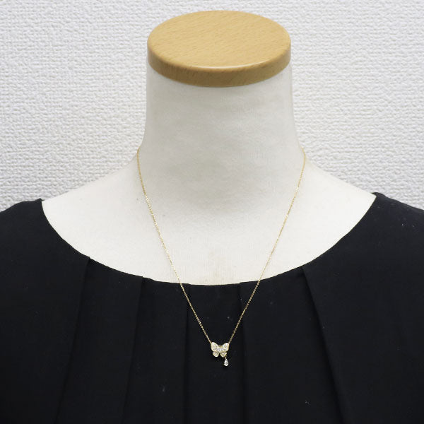K18YG ダイヤモンド ペンダントネックレス 0.41ct 蝶