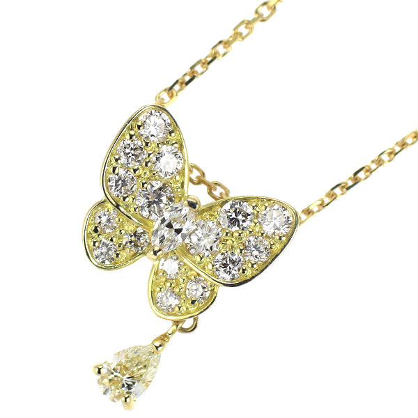 K18YG ダイヤモンド ペンダントネックレス 0.41ct 蝶