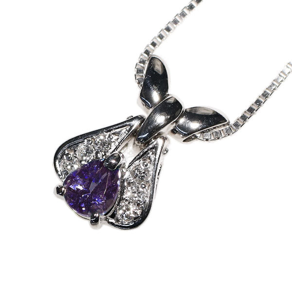 希少 Pt アレキサンドライト ダイヤモンド ペンダントネックレス 0.43ct D0.05ct
