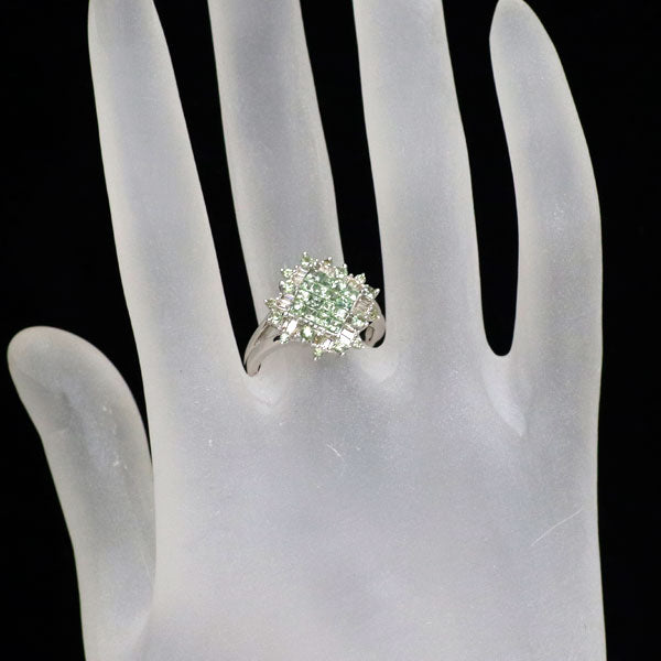 K18WG グリーンサファイア ダイヤモンド リング 1.25ct D0.19ct 