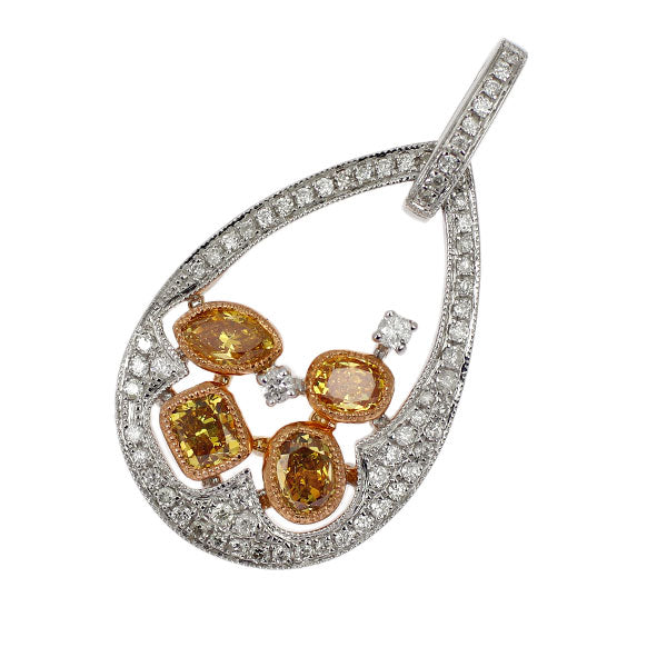 K18WG/PG トリートイエローダイヤモンド ペンダントトップ 0.77ct D0.24ct