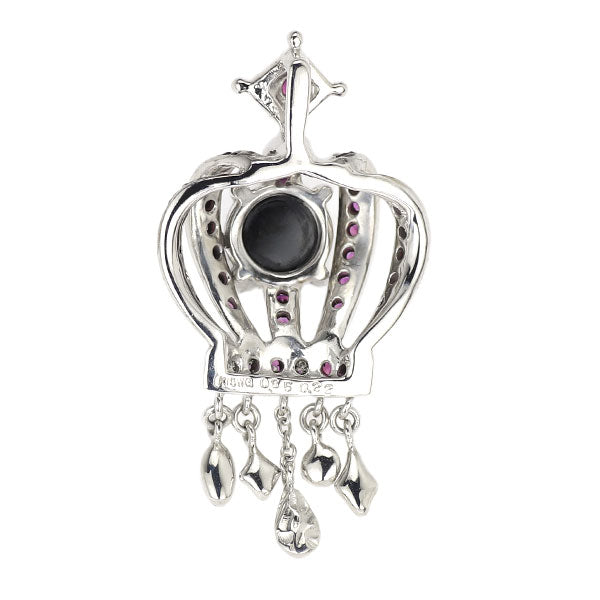 ブラックメッキ/ K18WG ブラックダイヤモンド ルビー ペンダントトップ 0.85ct D0.22ct 王冠