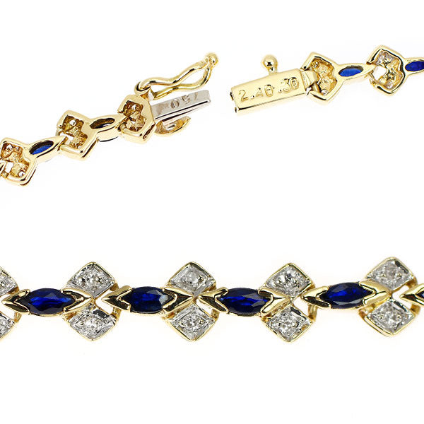 K18YG/WG サファイア ダイヤモンド ブレスレット 2.40ct D0.30ct