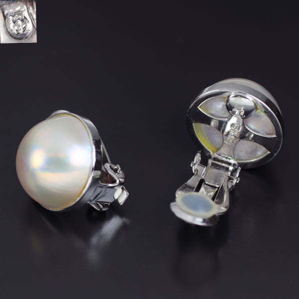 田崎真珠 K14WG マベパール イヤリング 径約13.7mm — セルビー