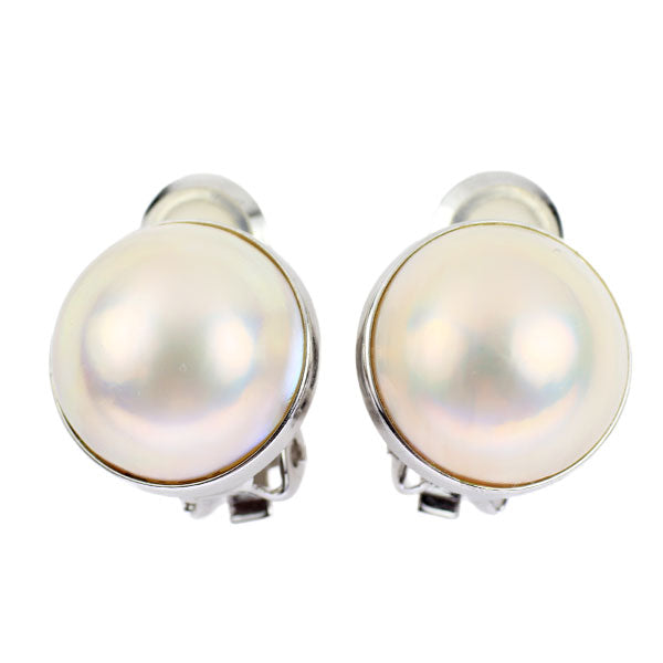 田崎真珠 K14WG マベパール イヤリング 径約13.7mm — セルビー