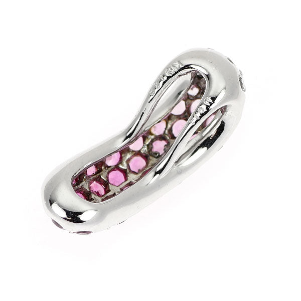 K18WG ピンクサファイア ダイヤモンド ペンダントトップ 1.28ct D0.16ct パヴェ
