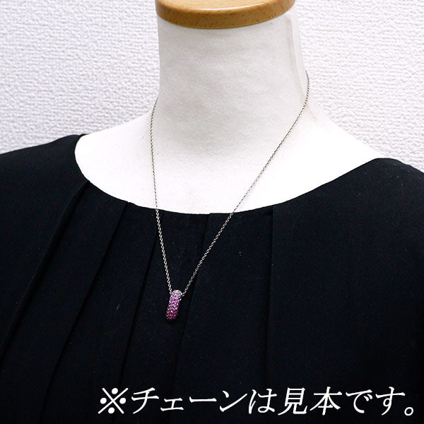 K18WG ピンクサファイア ダイヤモンド ペンダントトップ 1.28ct D0.16ct パヴェ