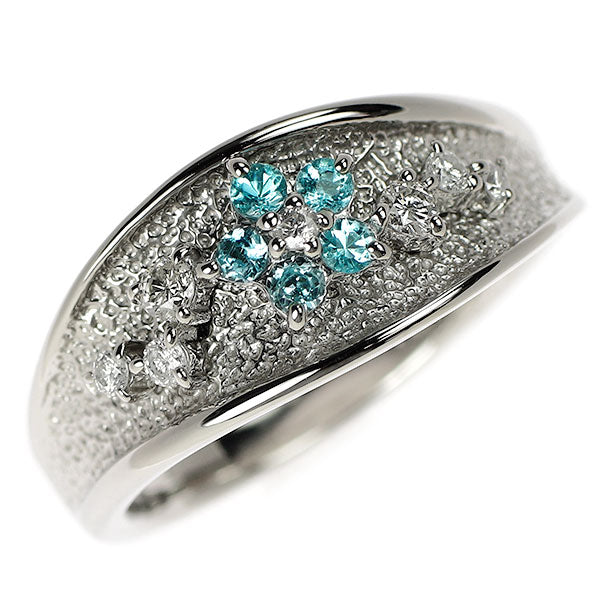 Pt900 パライバトルマリン ダイヤモンド リング 0.14ct D0.15ct