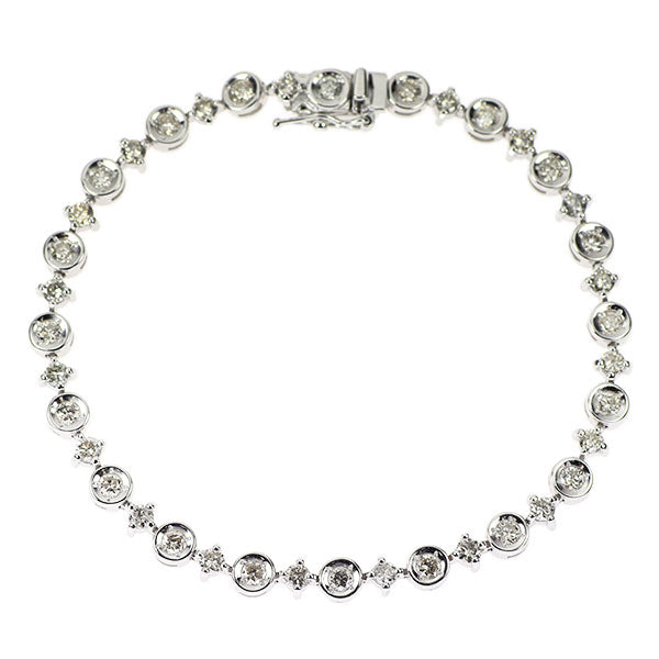 K18WG ダイヤモンド ブレスレット 2.60ct テニス