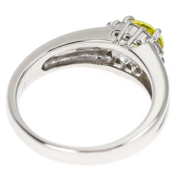 Pt900 カナリーイエロートルマリン ダイヤモンド リング 0.75ct D0.23ct