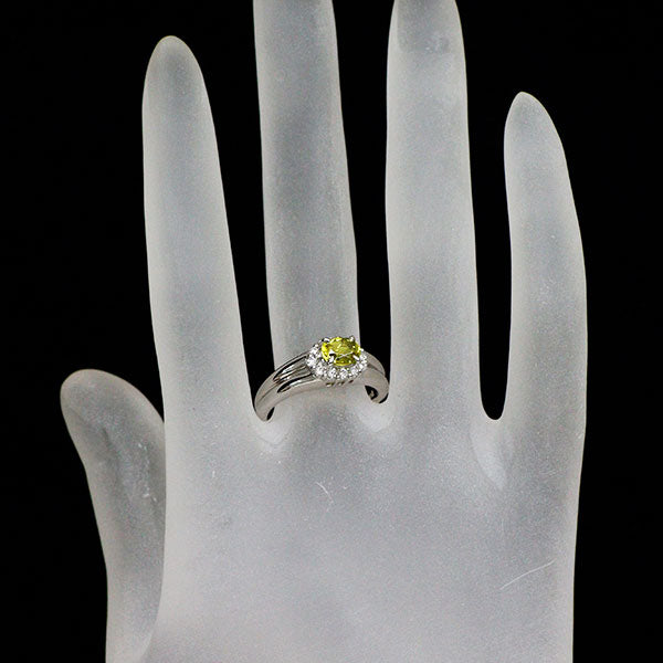 Pt900 カナリーイエロートルマリン ダイヤモンド リング 0.75ct D0.23ct