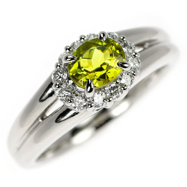 Pt900 カナリーイエロートルマリン ダイヤモンド リング 0.75ct D0.23ct