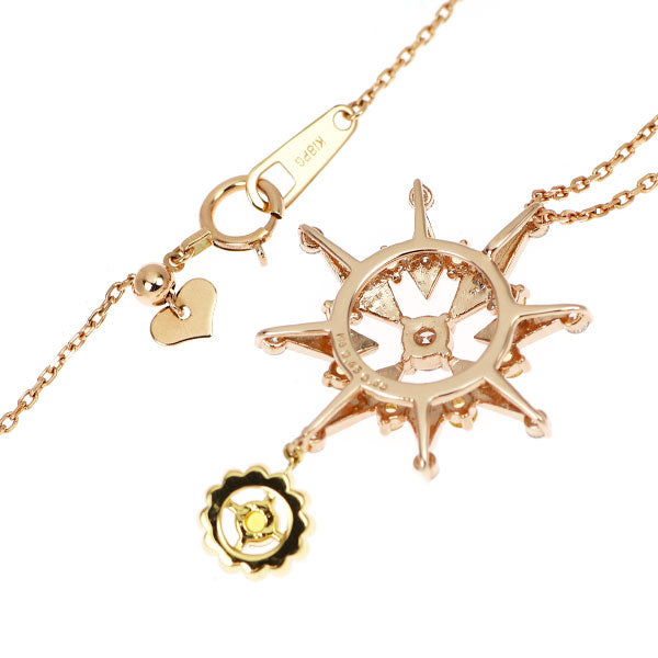 K18YG/PG イエローサファイア ダイヤモンド ペンダントネックレス 0.45ct D0.50ct