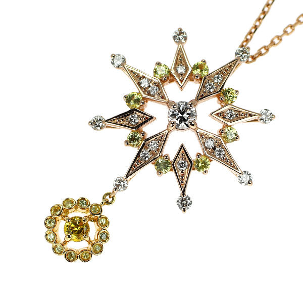 K18YG/PG イエローサファイア ダイヤモンド ペンダントネックレス 0.45ct D0.50ct