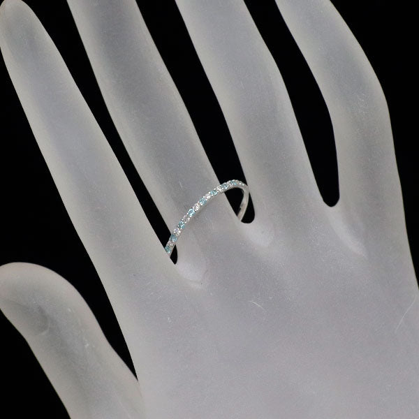 K18WG パライバトルマリン ダイヤモンド リング 0.08ct D0.10ct ハーフエタニティ